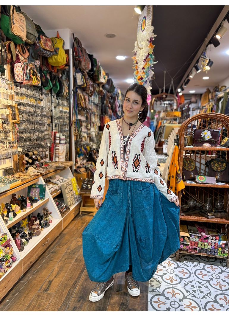 Nepal Şalvar Etek Mavi