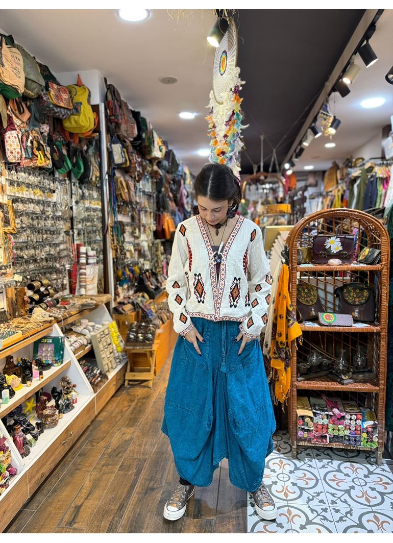 Nepal Şalvar Etek Mavi