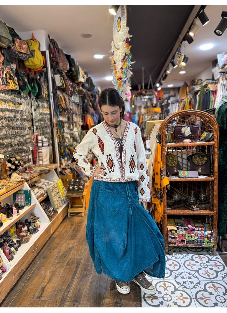 Nepal Şalvar Etek Mavi