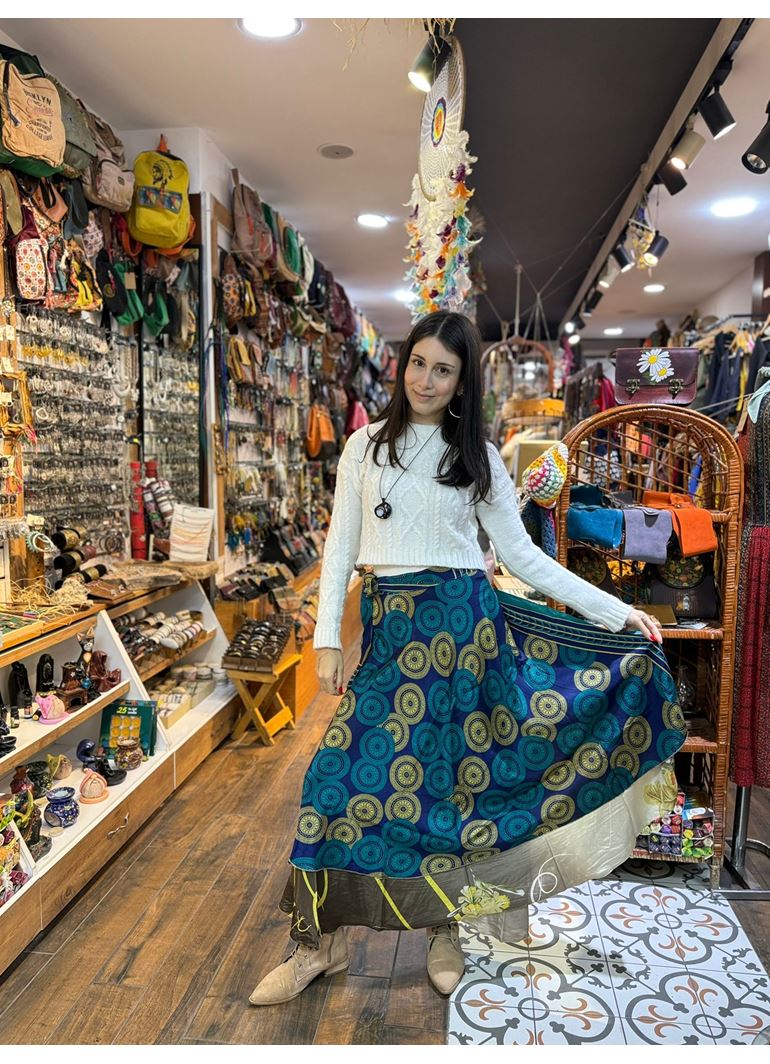 Çift Taraflı Nepal İpek Etek