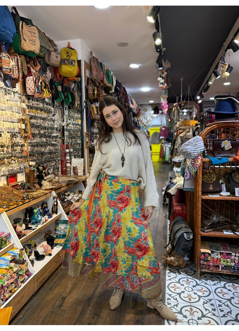 Çift Taraflı Nepal İpek Etek