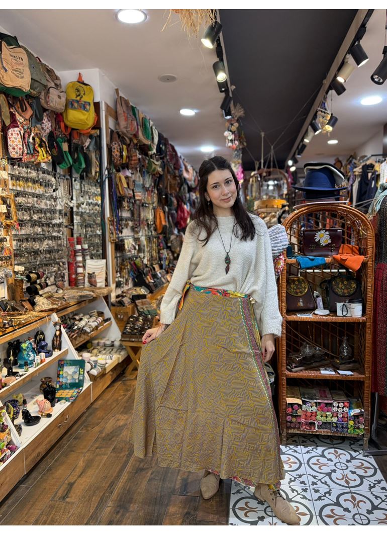 Çift Taraflı Nepal İpek Etek