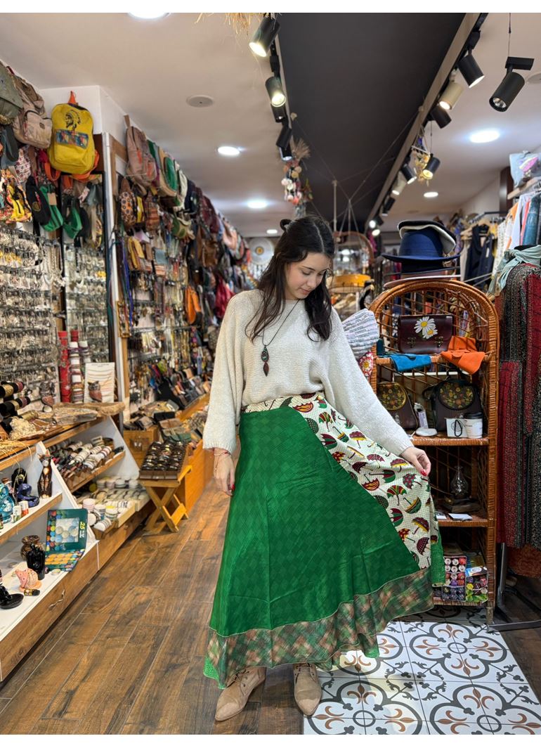 Çift Taraflı Nepal İpek Etek