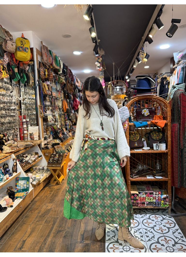 Çift Taraflı Nepal İpek Etek