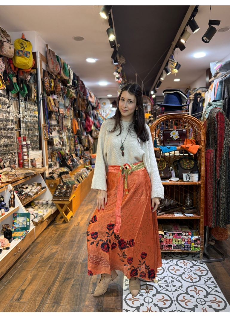 Çift Taraflı Nepal İpek Etek