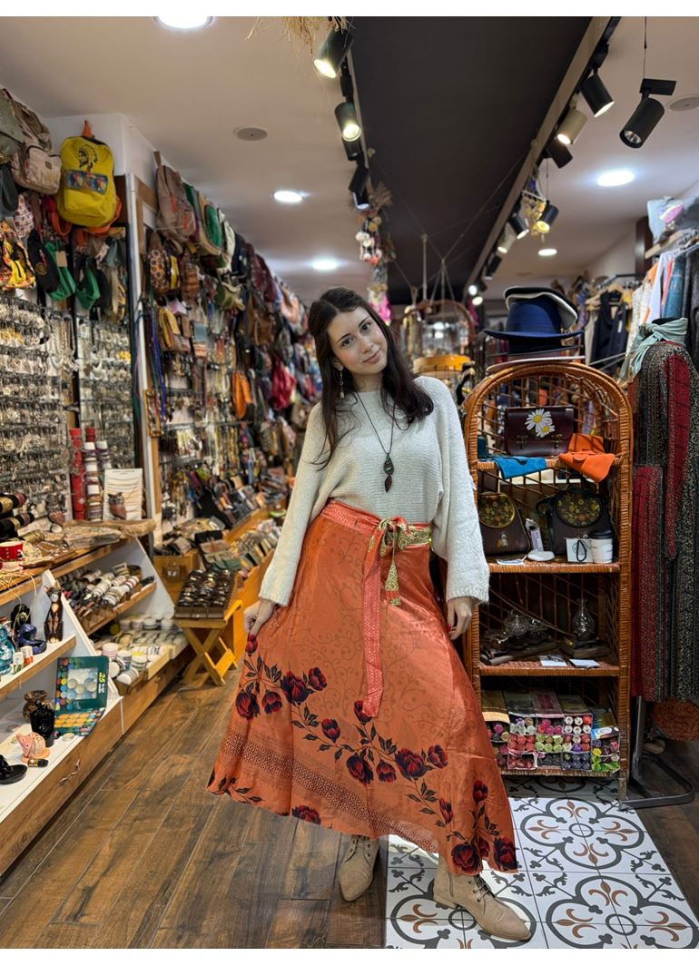 Çift Taraflı Nepal İpek Etek