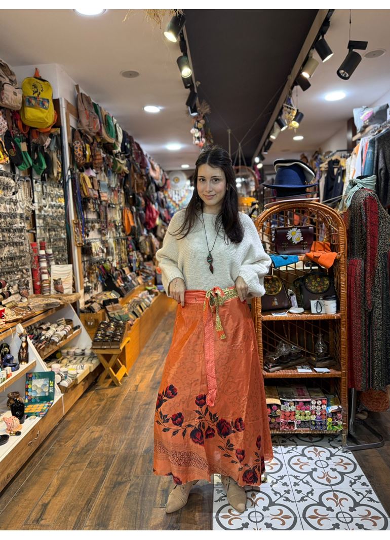 Çift Taraflı Nepal İpek Etek