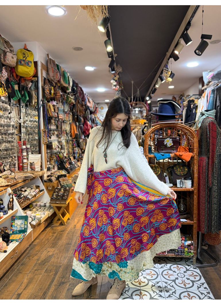 Çift Taraflı Nepal İpek Etek