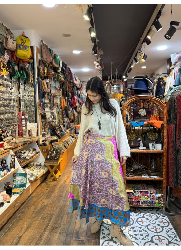 Çift Taraflı Nepal İpek Etek