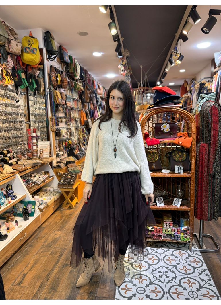 Tasarım Tül Etek Acı Kahve