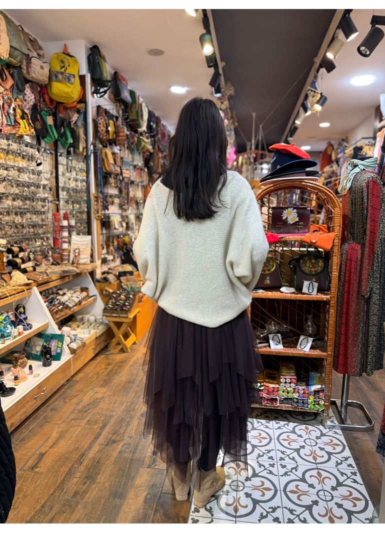 Tasarım Tül Etek Acı Kahve