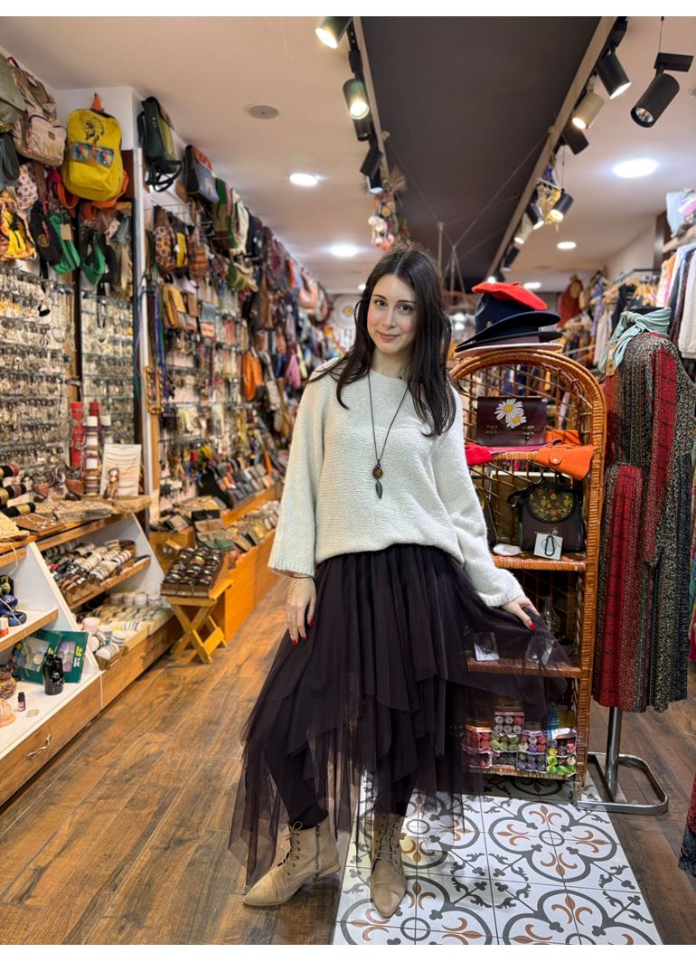 Tasarım Tül Etek Acı Kahve