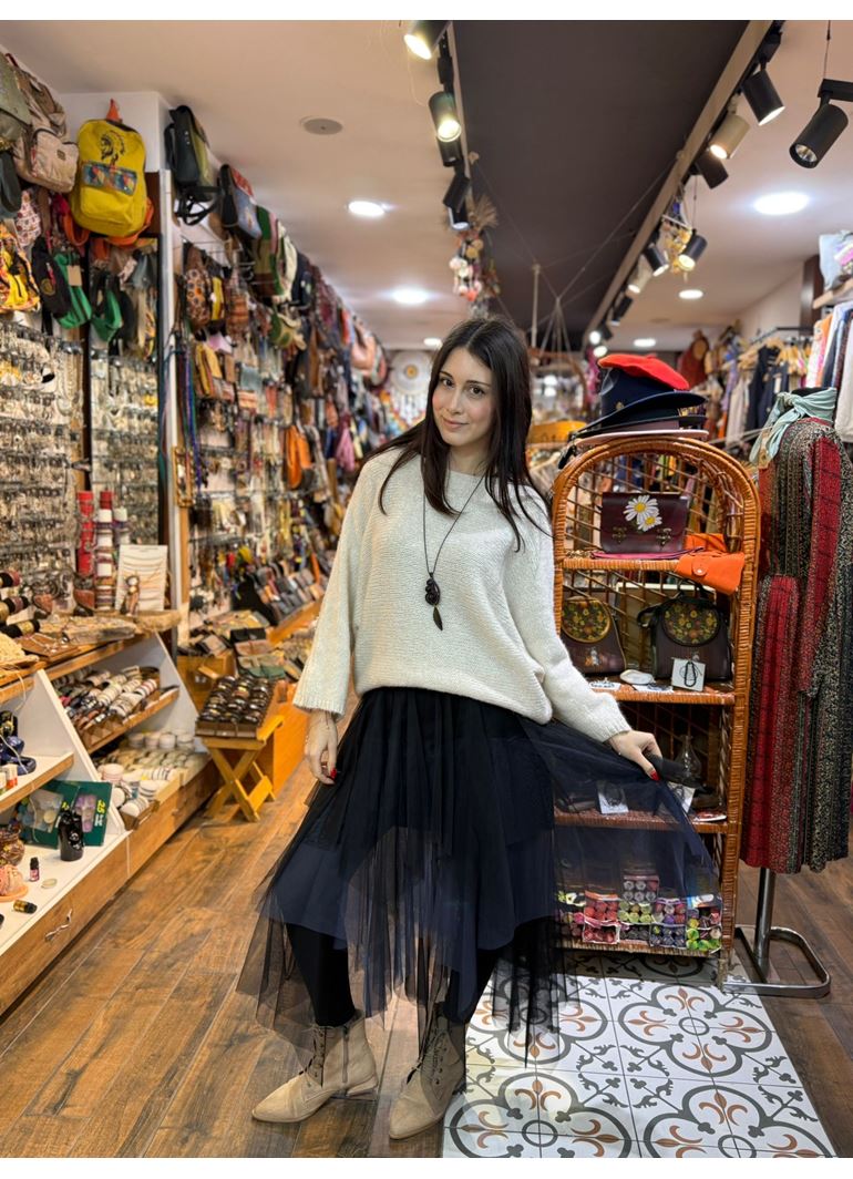 Tasarım Tül Etek Çift Renk