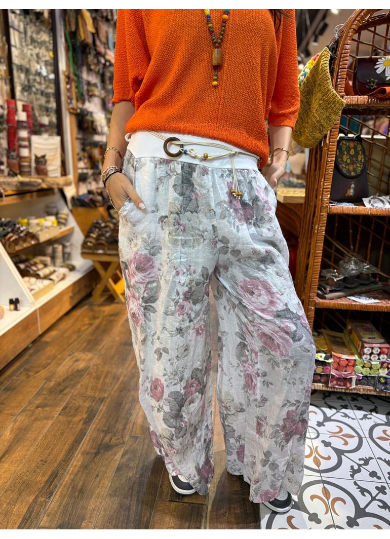 İtalyan Keten Kemerli Pantolon