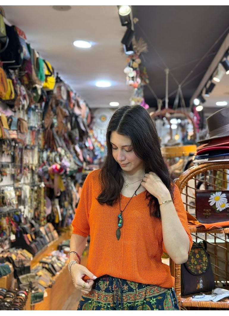 İtalyan Triko Bluz Kısa Kollu