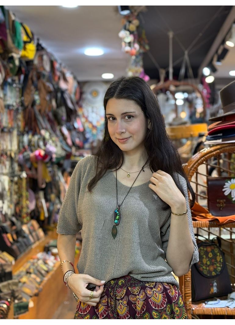 İtalyan Triko Bluz Kısa Kollu