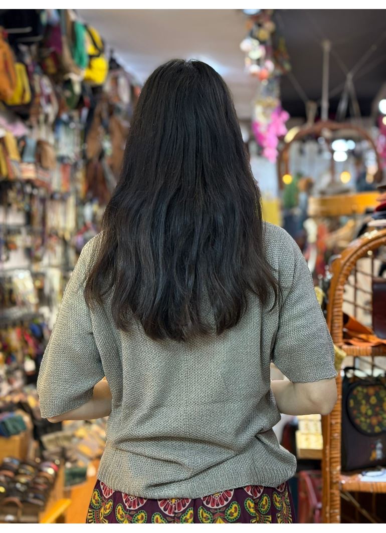 İtalyan Triko Bluz Kısa Kollu