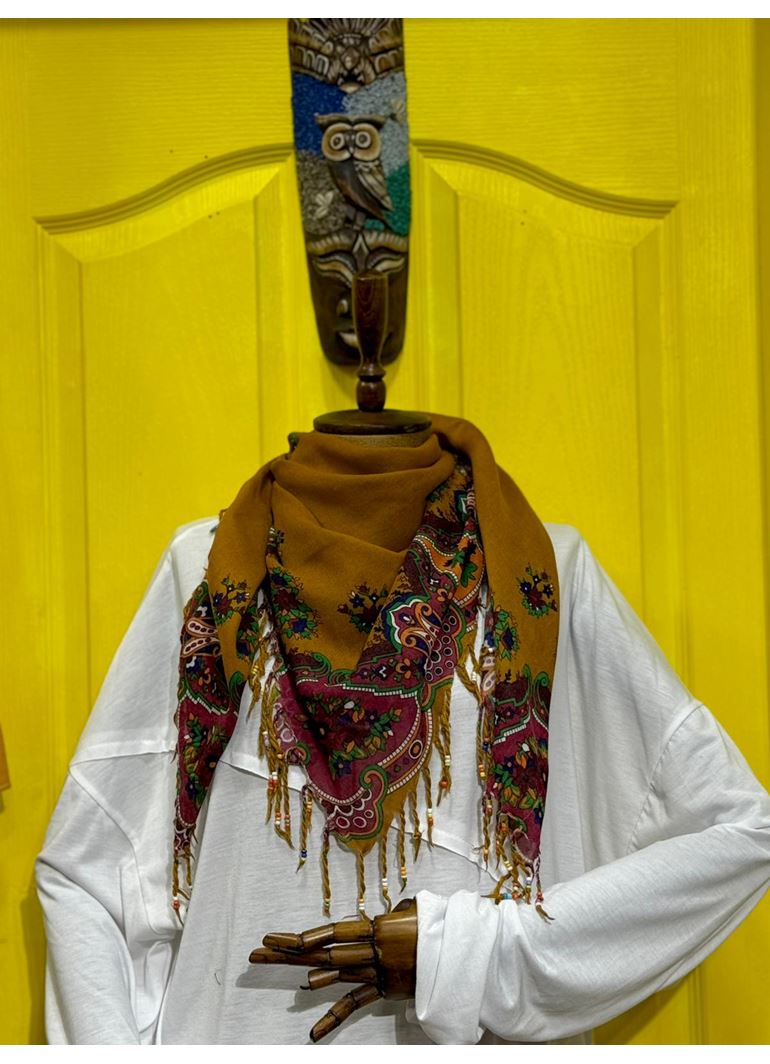 Pamuklu boncuklu şal