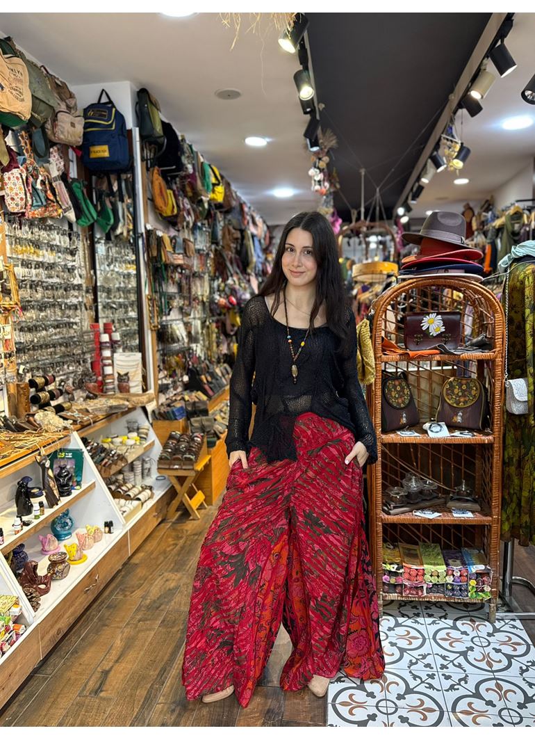 Nepal Tasarım Pantolon Kırmızı