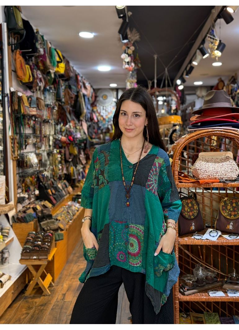 Nepal Tasarım Bluz Yeşil