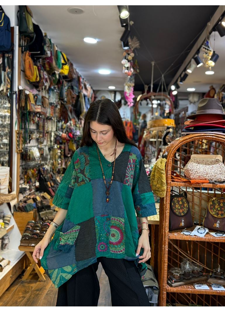 Nepal Tasarım Bluz Yeşil