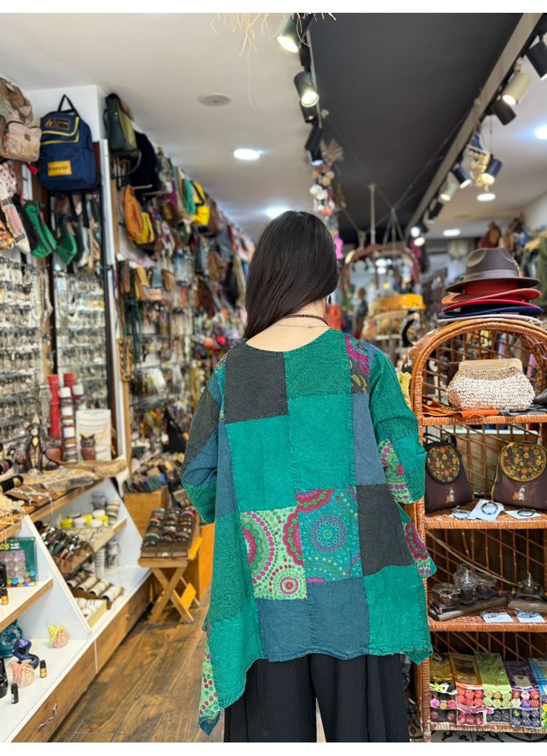 Nepal Tasarım Bluz Yeşil