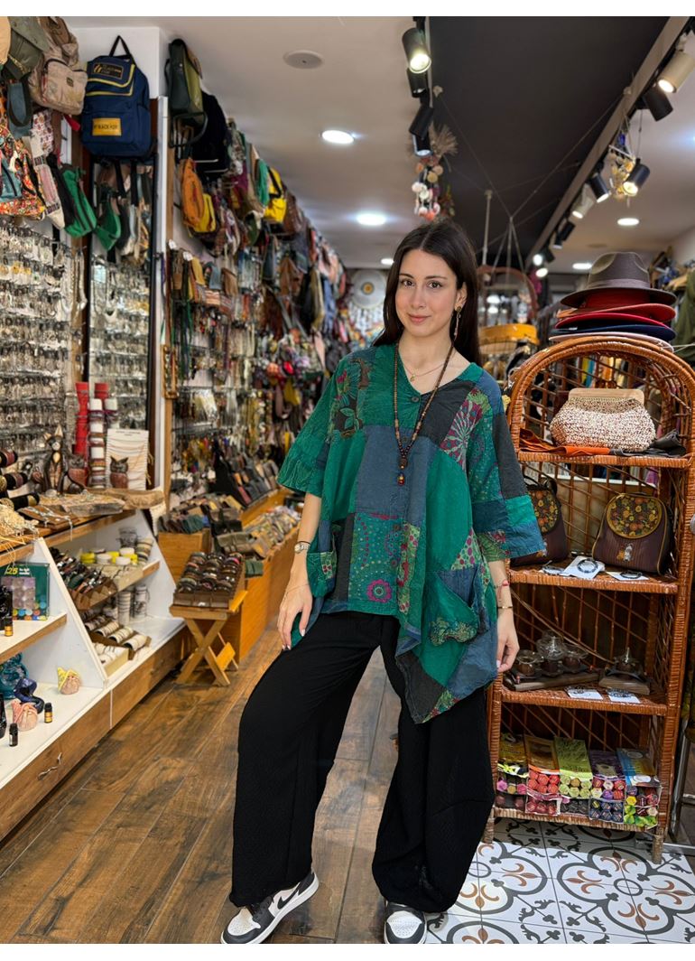 Nepal Tasarım Bluz Yeşil