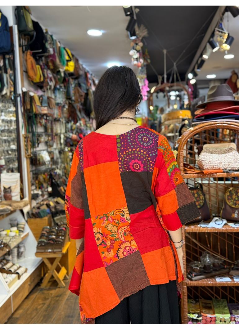 Nepal Tasarım Bluz Turuncu