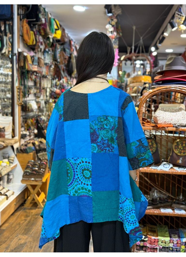 Nepal Tasarım Bluz Mavi