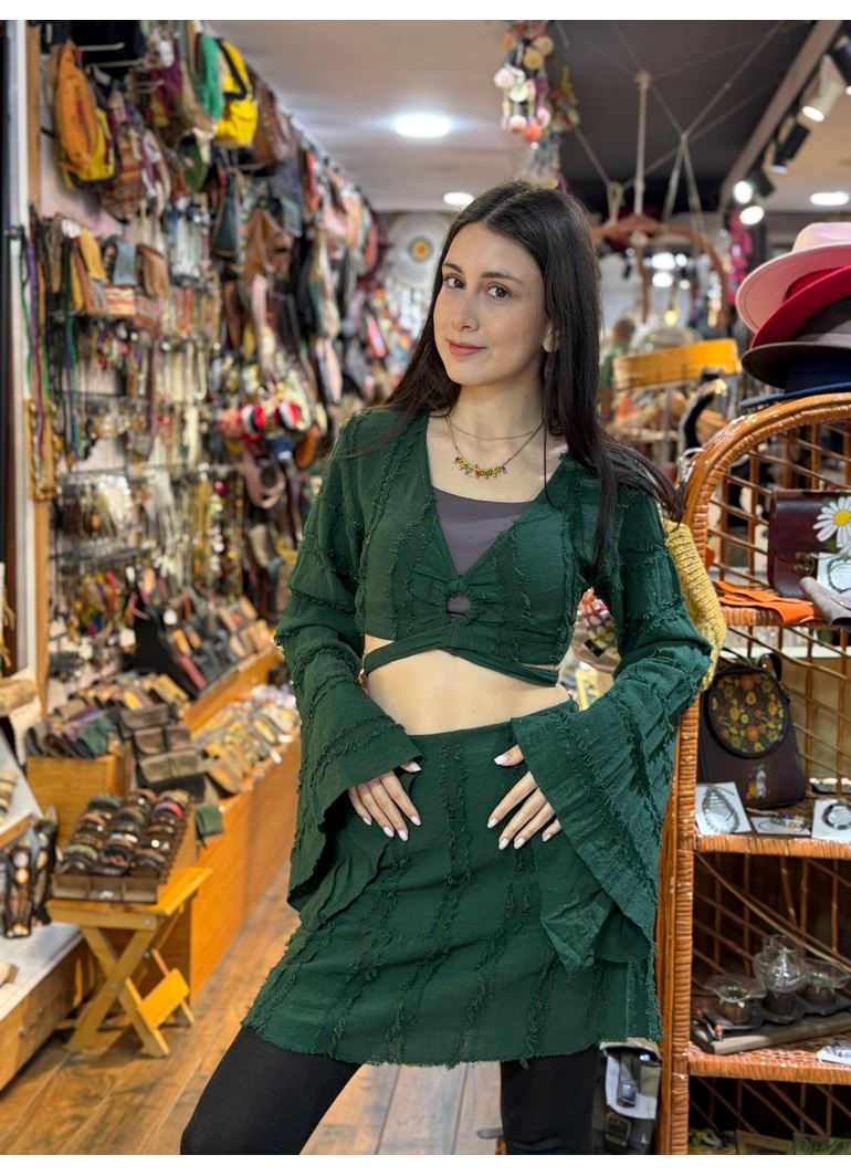 Tasarım Keten Crop Bluz