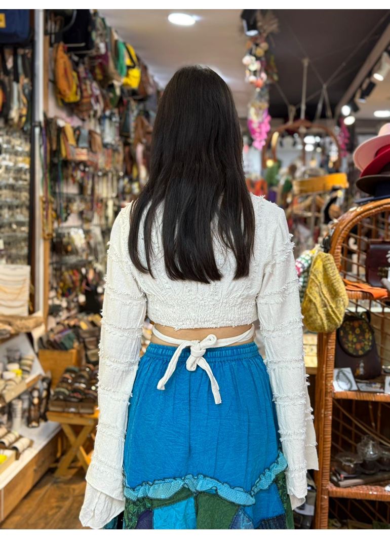 Tasarım Keten Crop Bluz