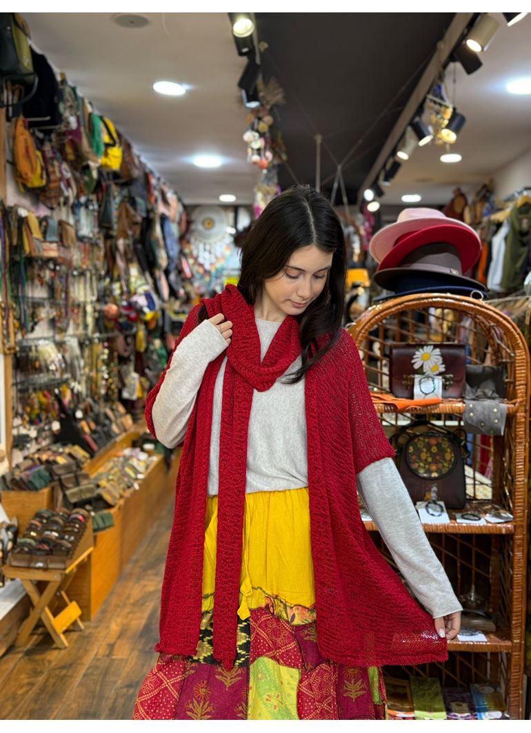 Tasarım Atkılı Bluz Kırmızı