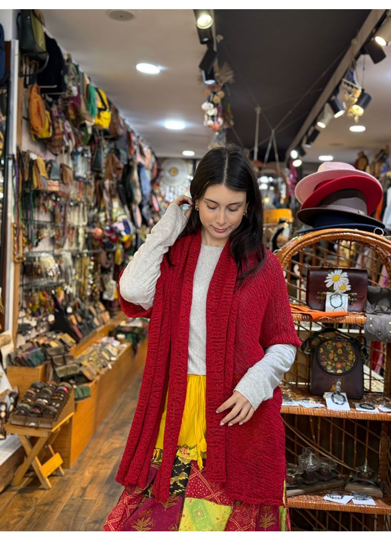 Tasarım Atkılı Bluz Kırmızı