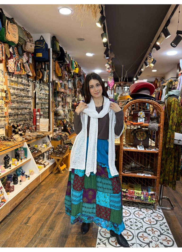 Tasarım Atkılı Bluz Beyaz