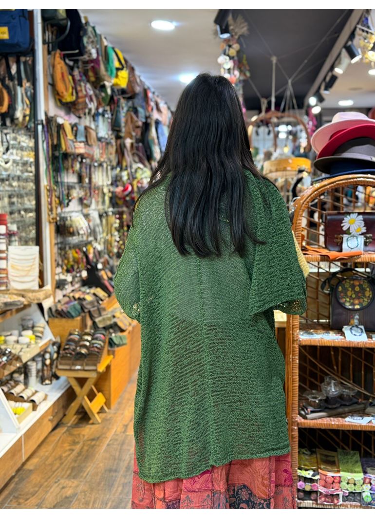 Tasarım Atkılı Bluz Yeşil