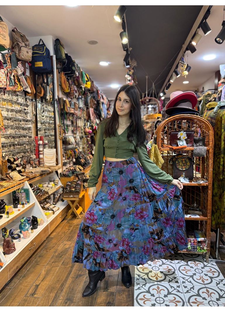 Patcwork Beli Lastikli Etek