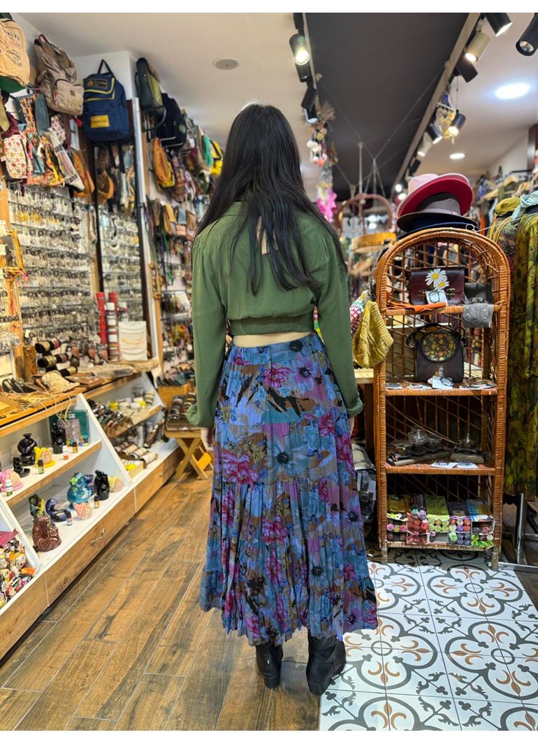 Patcwork Beli Lastikli Etek