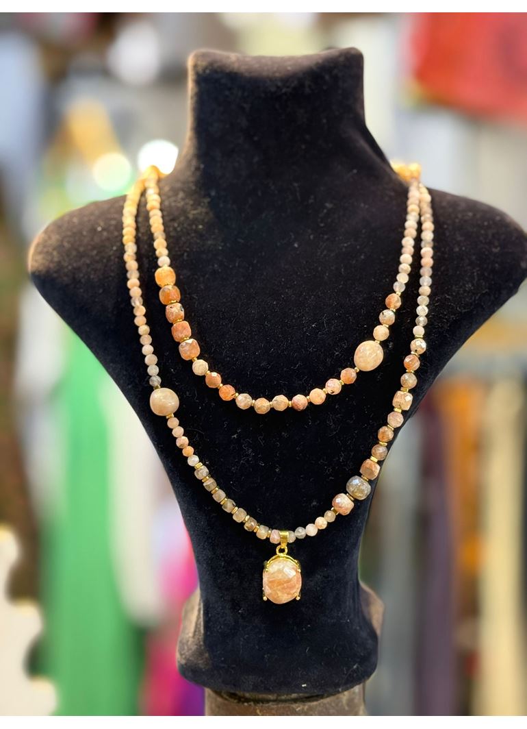 Doğal Taş Kolye Set Güneş Taşı