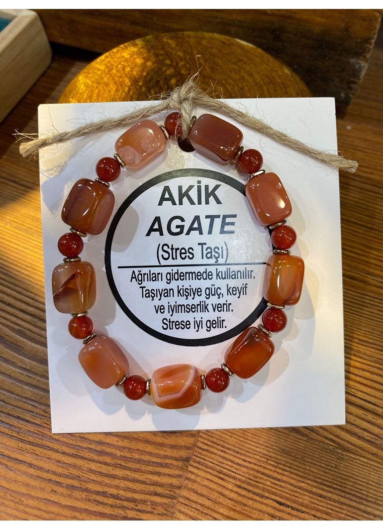 AKİK AGATE ( STRES TAŞI) DOĞAL TAŞ BİLEKLİK