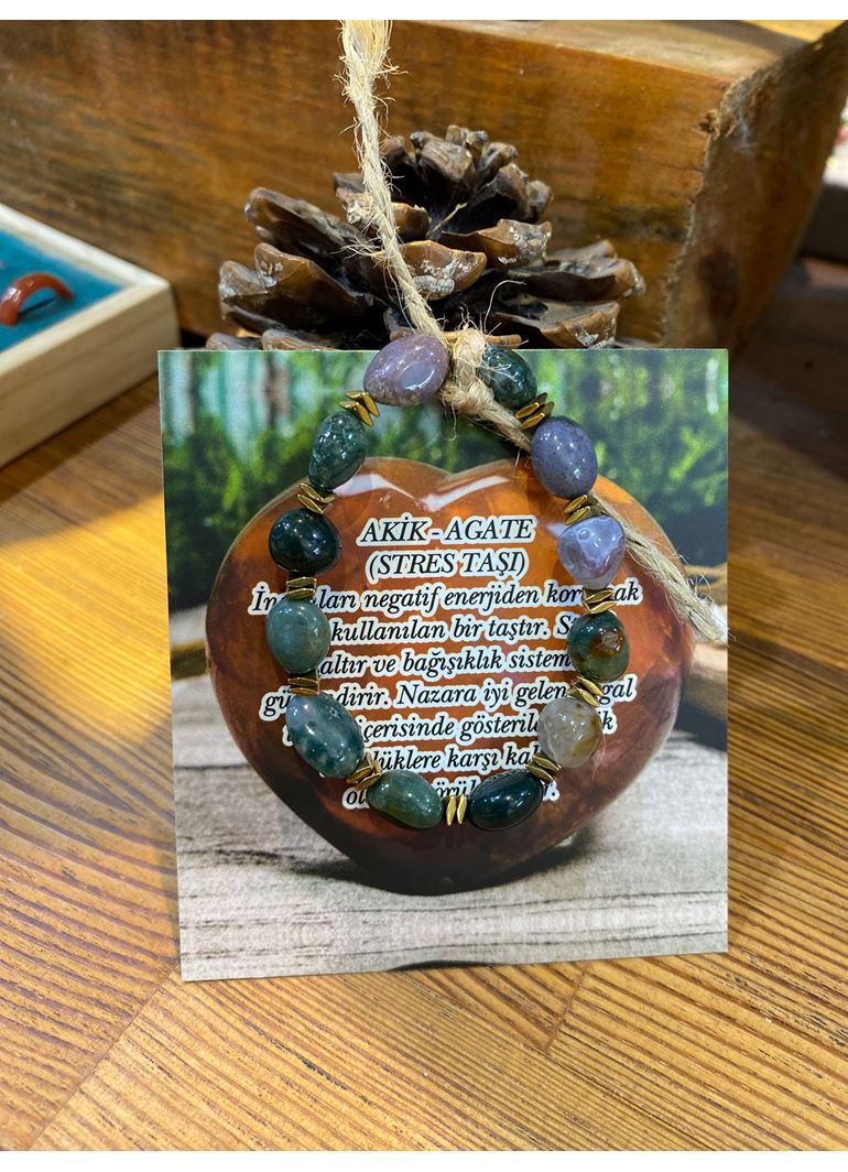 AKİK AGATE ( STRES TAŞI) DOĞAL TAŞ BİLEKLİK