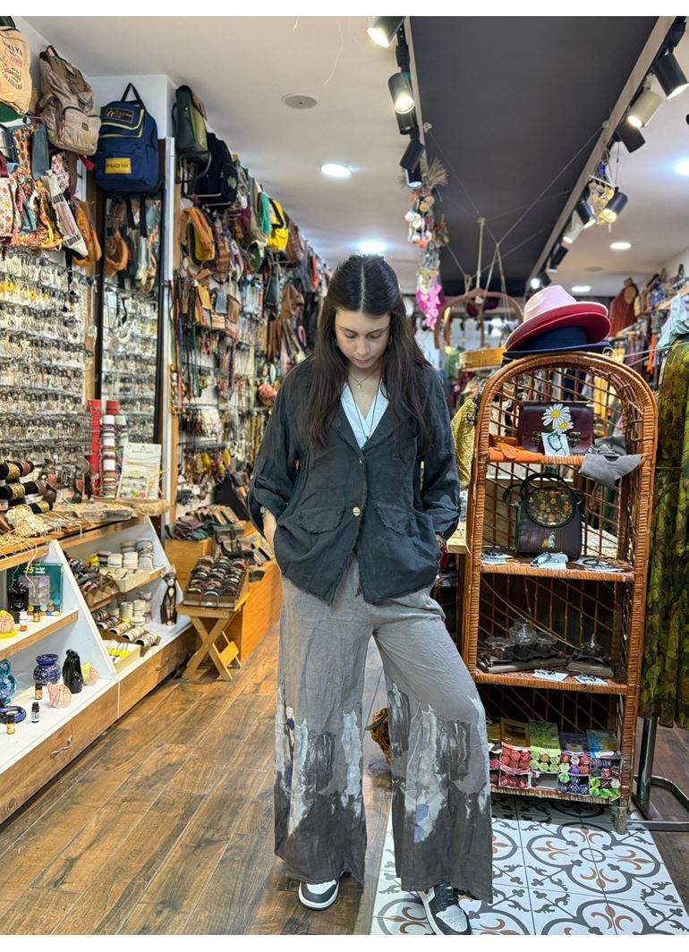 İtalyan Keten Kemerli Pantolon