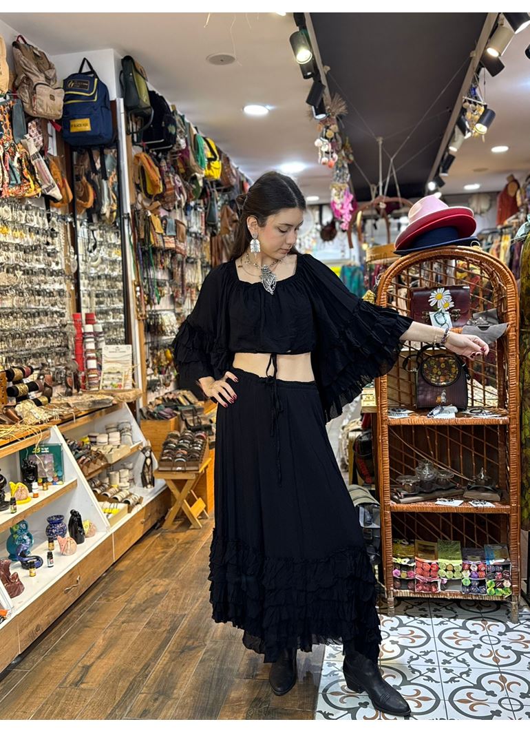 Tasarım Etekli Takım Siyah