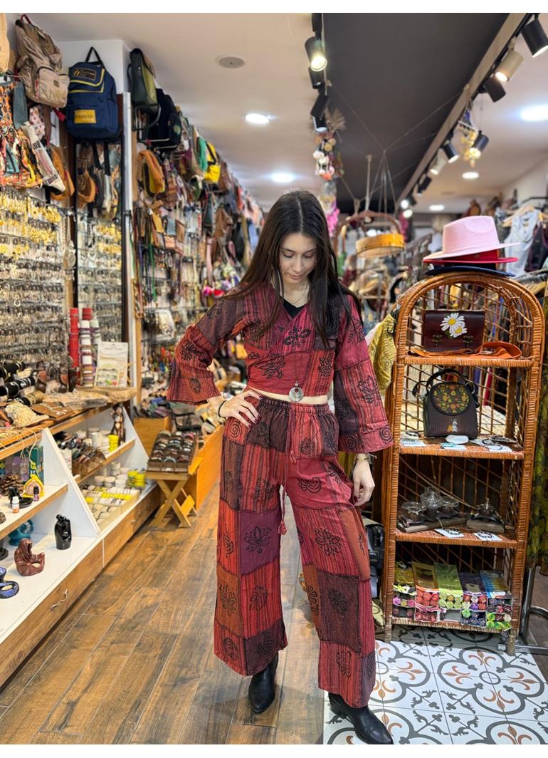 Nepal Pantolonlu Takım Kırmızı