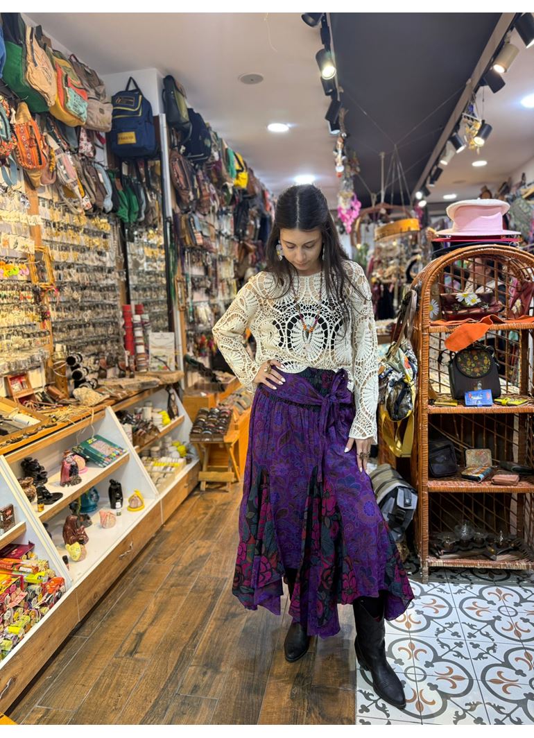 Nepal Tasarım Etek Mor