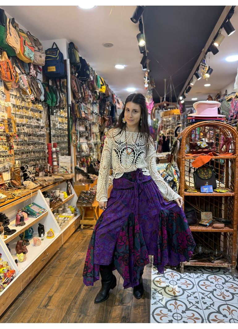 Nepal Tasarım Etek Mor