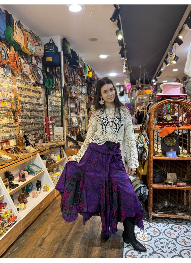 Nepal Tasarım Etek Mor