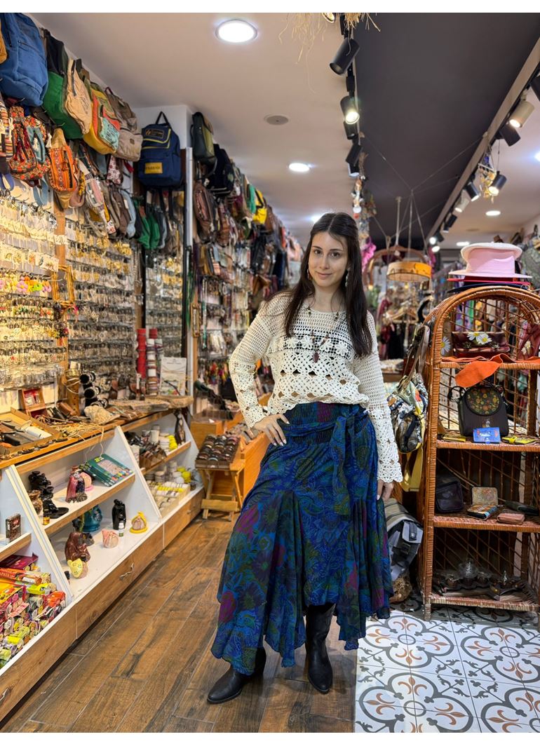 Nepal Tasarım Etek Mavi