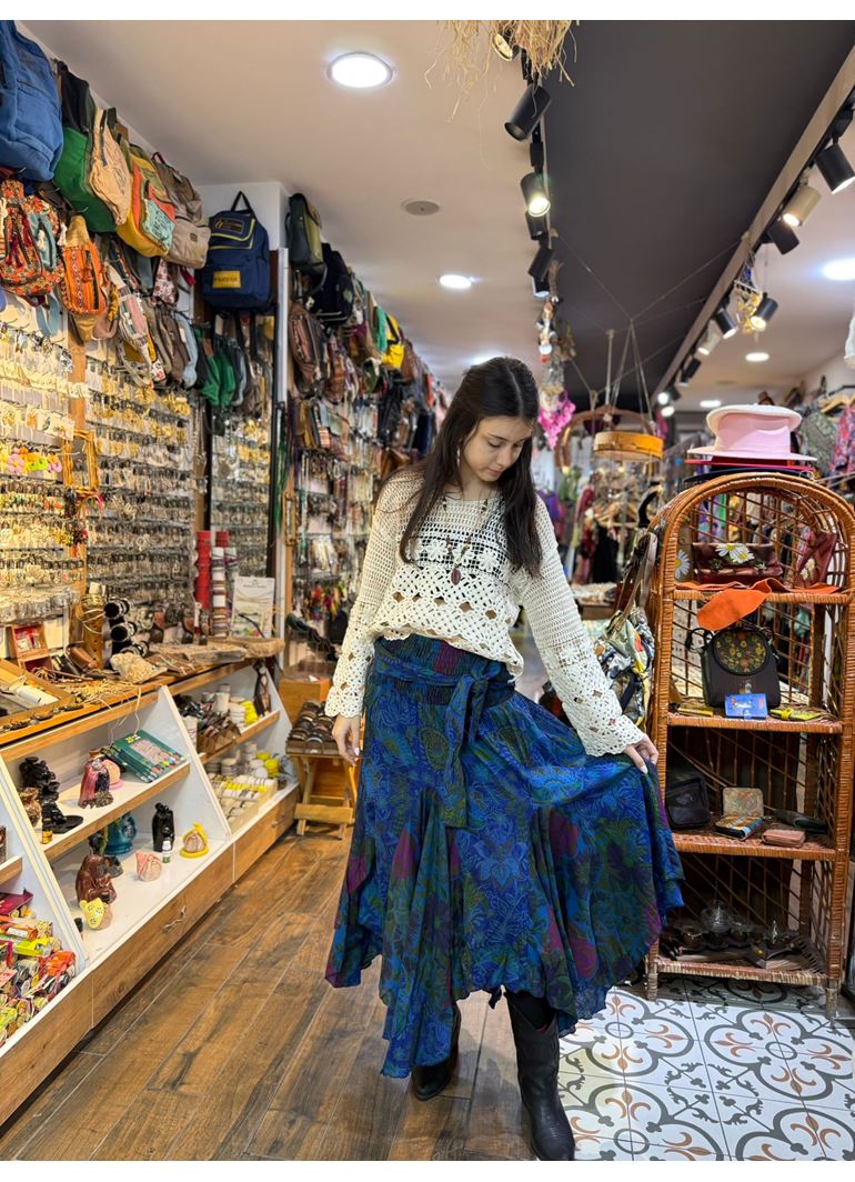 Nepal Tasarım Etek Mavi