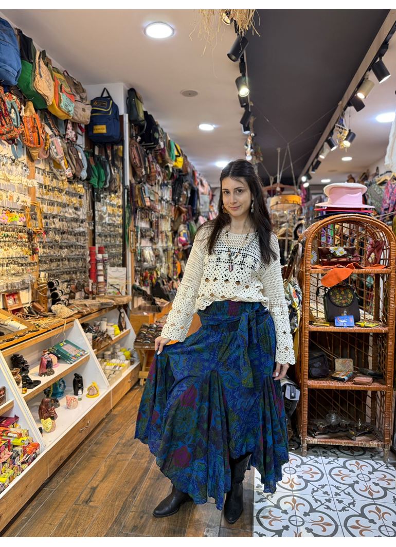 Nepal Tasarım Etek Mavi