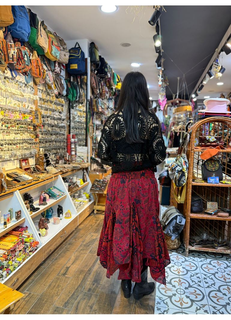 Nepal Tasarım Etek Kırmızı